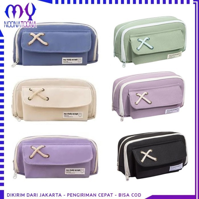 

Tempat Sil Anak Aksen Pita Silang Kotak Sil Besar 2 Resleting