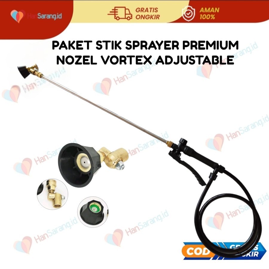set gagang stik elektrik komplit spuyer VORTEX ADJUSTABLE plus selang pompa sprayer handle kran nozz