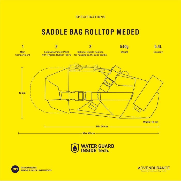 SADDLE BAG ROLLTOP MEDED SYNTEMERS URBNCASE WATERGUARD ADVENDURANCE