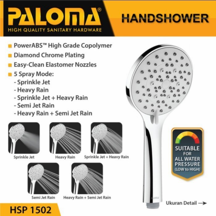 PALOMA HSP 1502 HANDSHOWER KEPALA HEAD SHOWER MANDI PLASTIK ABS