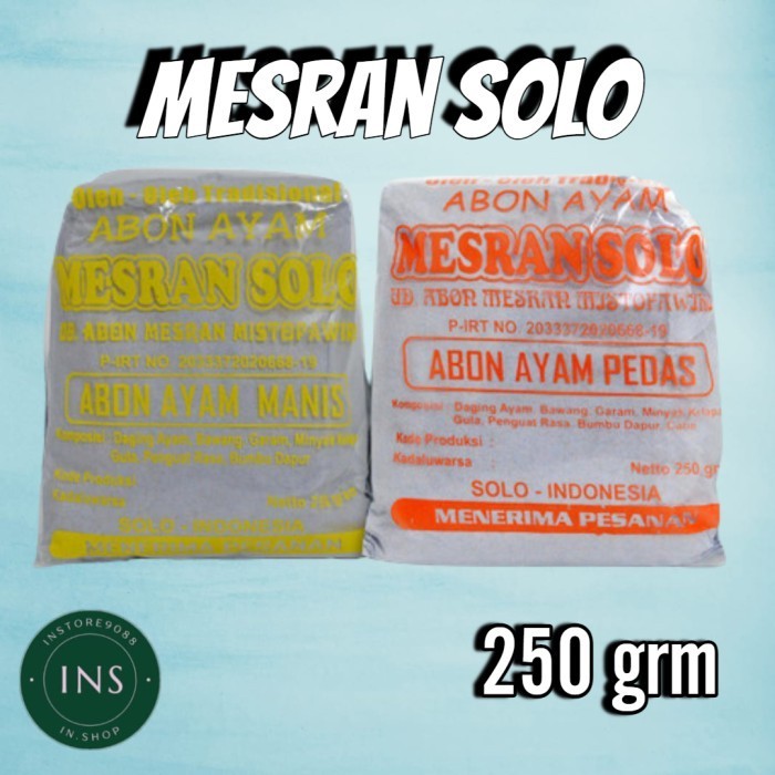 

Abon Ayam Mesran Solo 250G Manis / Pedas