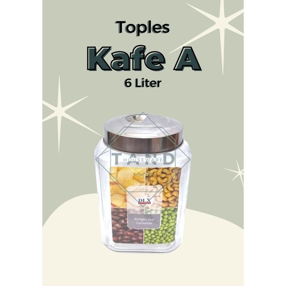 TOPLES KACA BESAR KEDAP UDARA DLX KAFE A TOPLES KOPI UKURAN 6 LITER
