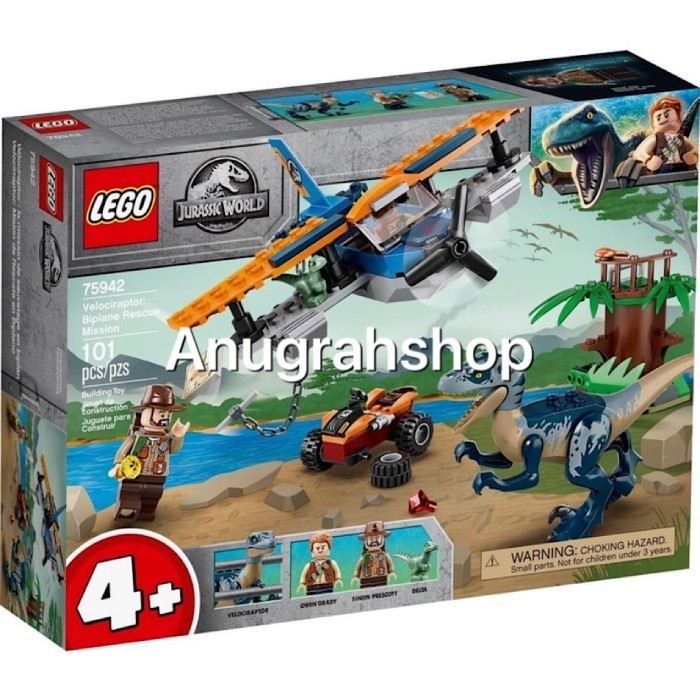 LEGO 75942 JURASSIC WORLD Velociraptor Biplane Rescue Mission - Blocktopia