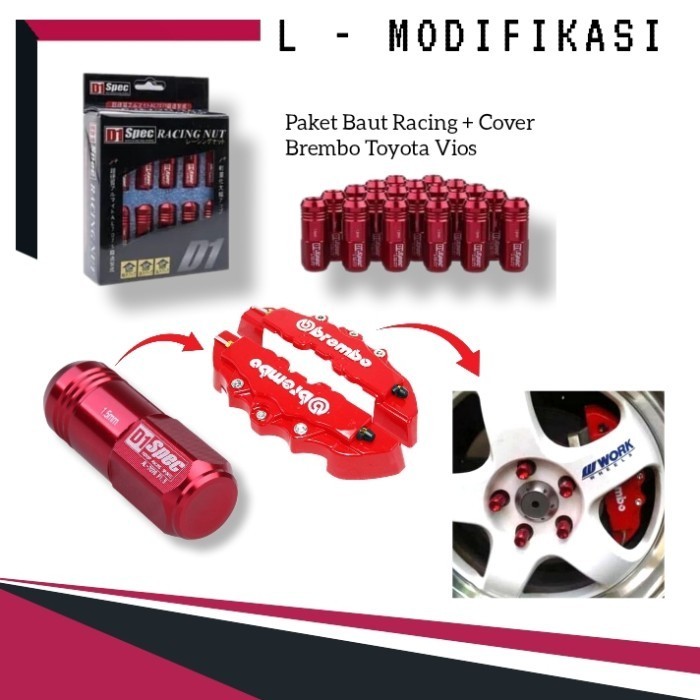 Baru Paket Baut Racing D1 Spec + Cover Brembo Mobil Toyota Vios Premium