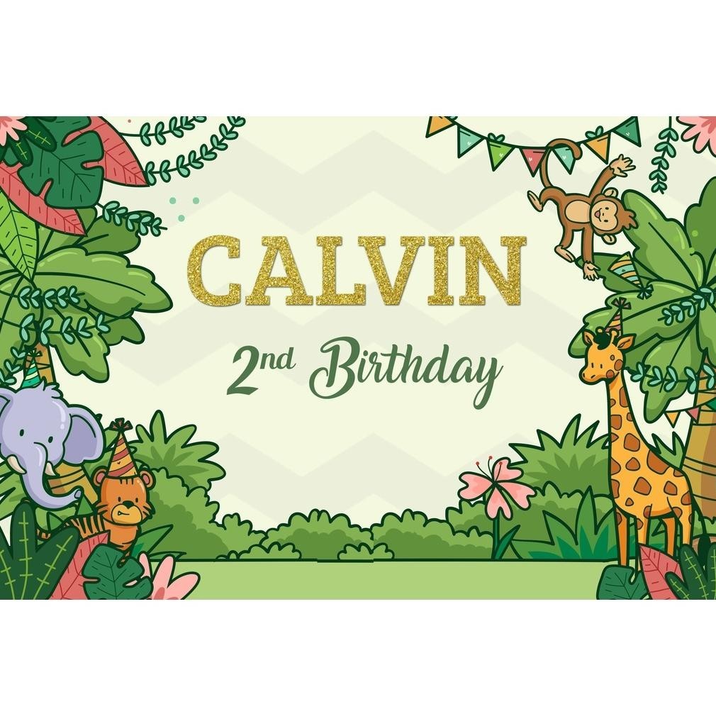 DCF Spanduk /Banner / Backdrop Ulang Tahun Anak Custom | Gratis Desain |KEBUN BINATANG /ZOO/ANIMAL B