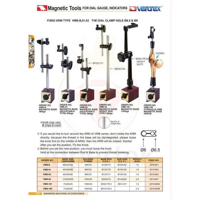 VERTEX Magnetic Stand VMB-01 Magnetic Base VMB 01 Magnetic Stand Dial