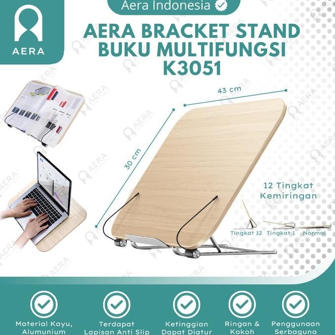 

AERA Bracket Stand Buku Kayu | Stand Holder Book Multifungsi K3051 HFS