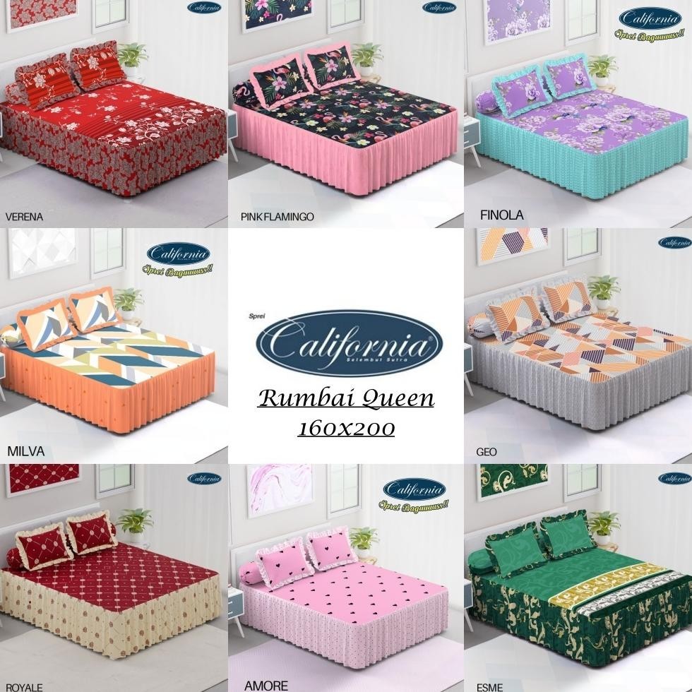 [DISKON] California - Sprei RUMBAI Queen (160x200) OFFICIAL Terlaris pilihan