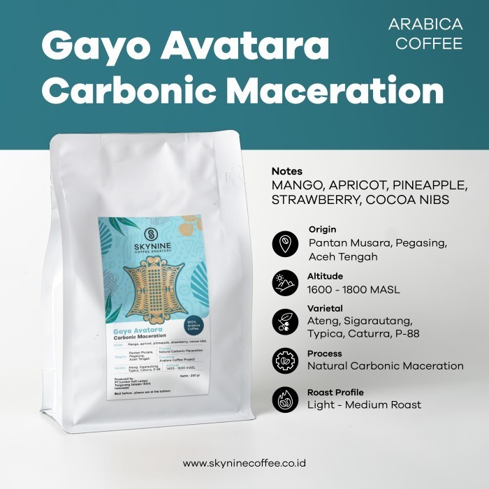 

Ready KOPI ARABIKA GAYO AVATARA CARBONIC MACERATION ROASTED BEANS