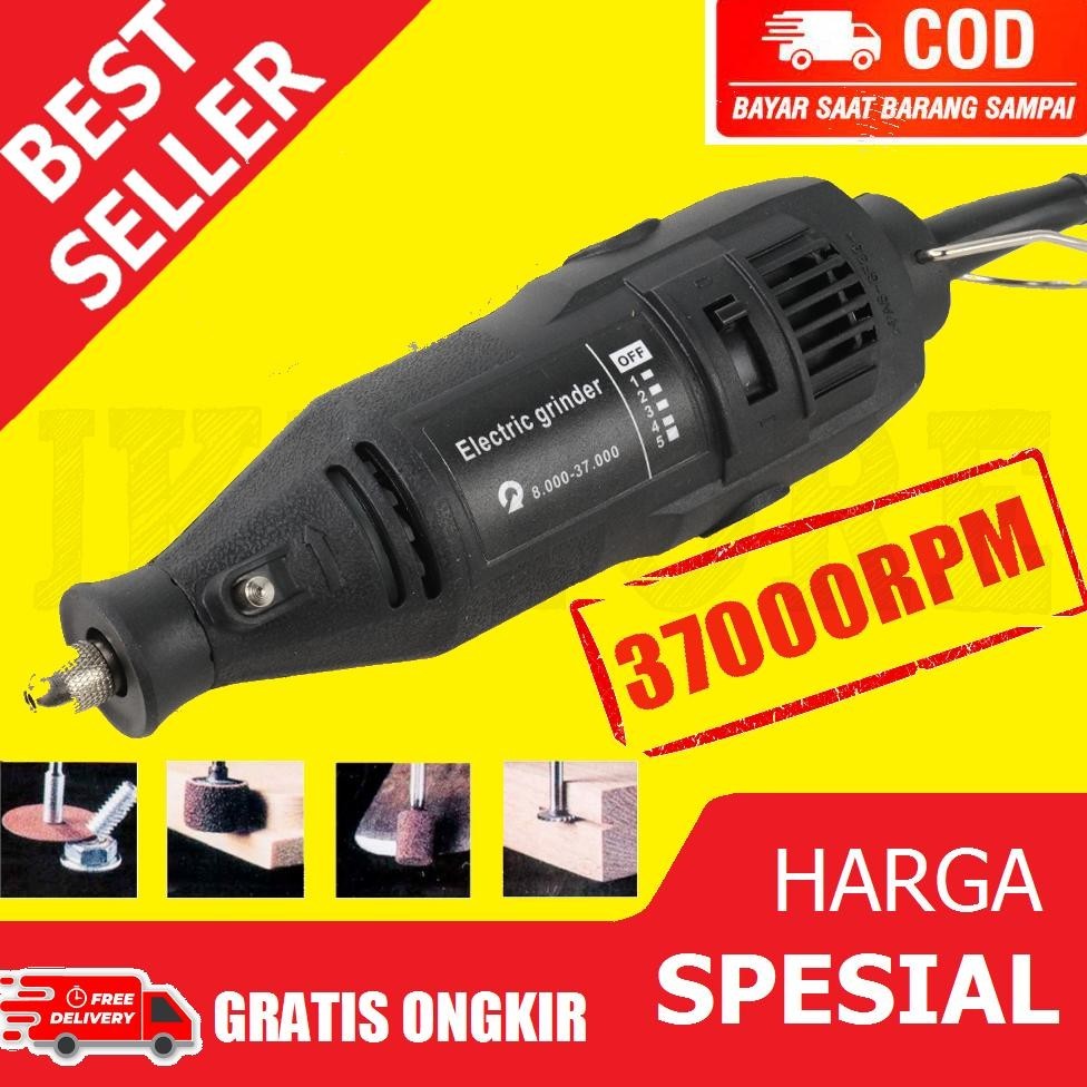 {BARU} Mini Gerinda Elektrik 37000RPM Alat Bor Drill Grinder Gerindra Engraving Ukir Demel Multipro 