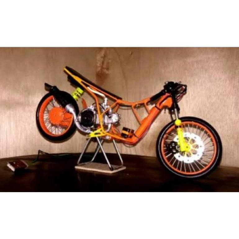 We69 miniatur diecast motor HEREX Yamaha Fino orange racing Premium