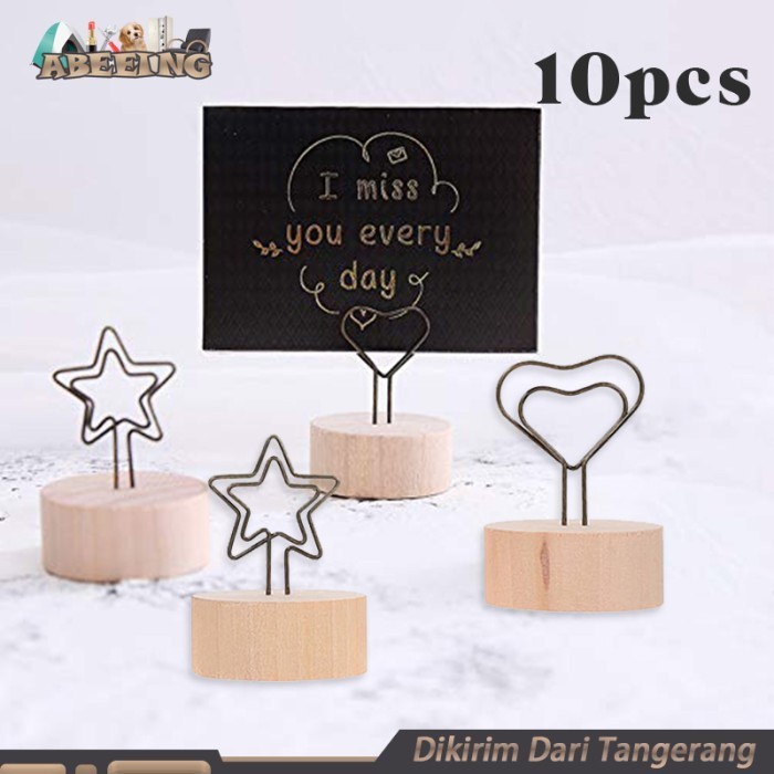 

Isi 10 Photo Card Holder Penjepit Foto Kartu Kayu Price Tag Nomor Meja K01