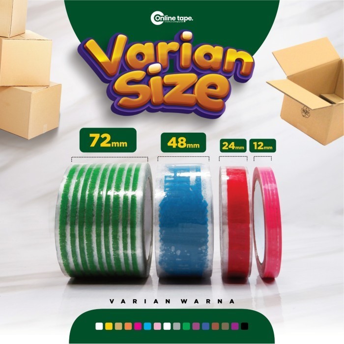 

Cetak Lakban Custom Printing Blok Warna 72 MM X 80 YARD X 45 MIC 1 Warna / Custom lakban brand logo