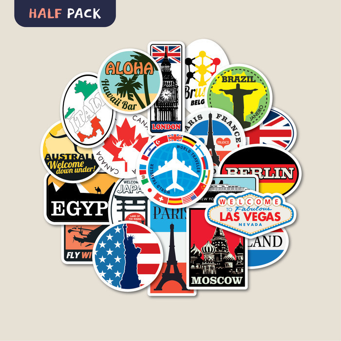 

STICKER PACK TRAVEL VINTAGE STICKER TUMBLER STIKER LAPTOP KOPER HELM K01