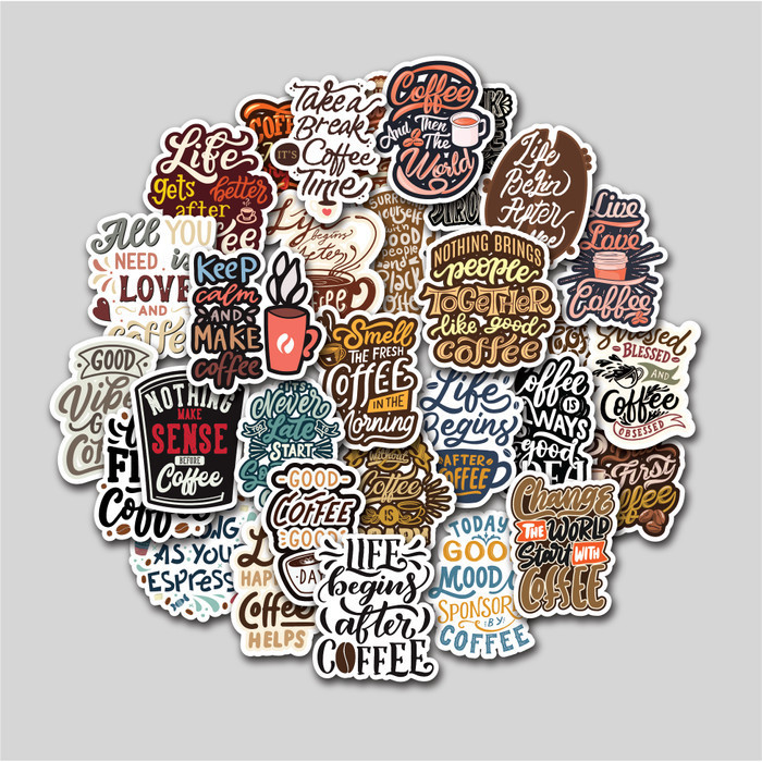 

STICKER PACK COFFEE QUOTE STICKER TUMBLER STIKER LAPTOP KOPER HELM K01