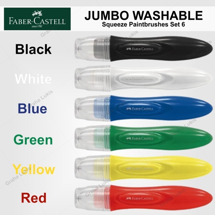 

Faber Castell Jumbo Washable Squeeze Paintbrushes Set 6 K01