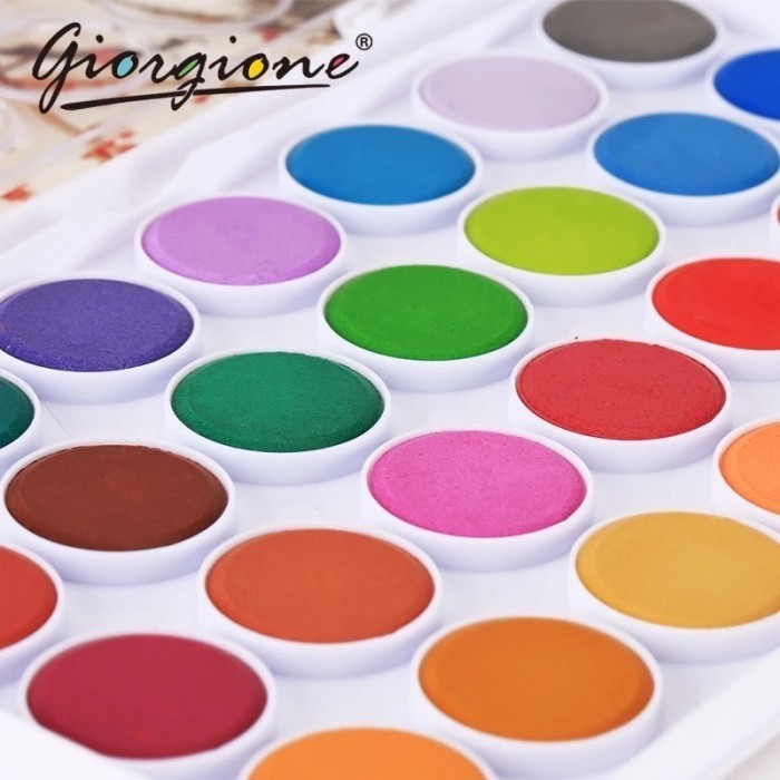 

Giorgione 16/48 Warna Water Color Cake Watercolor Cat Air Kuas Lukis K01