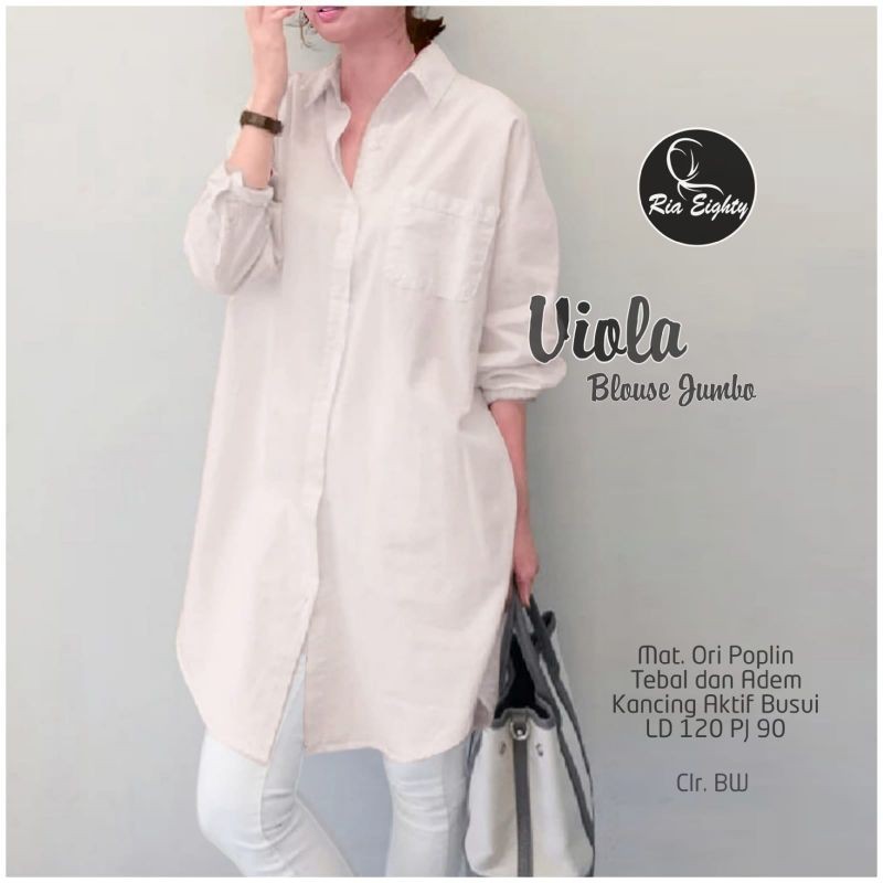 Putih / Broken white Viyolla Kemeja Oversize / JUMBO LD 120 XXXL blouse polos