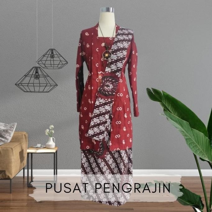 Set Kebaya Kutubaru Jumputan Panjang