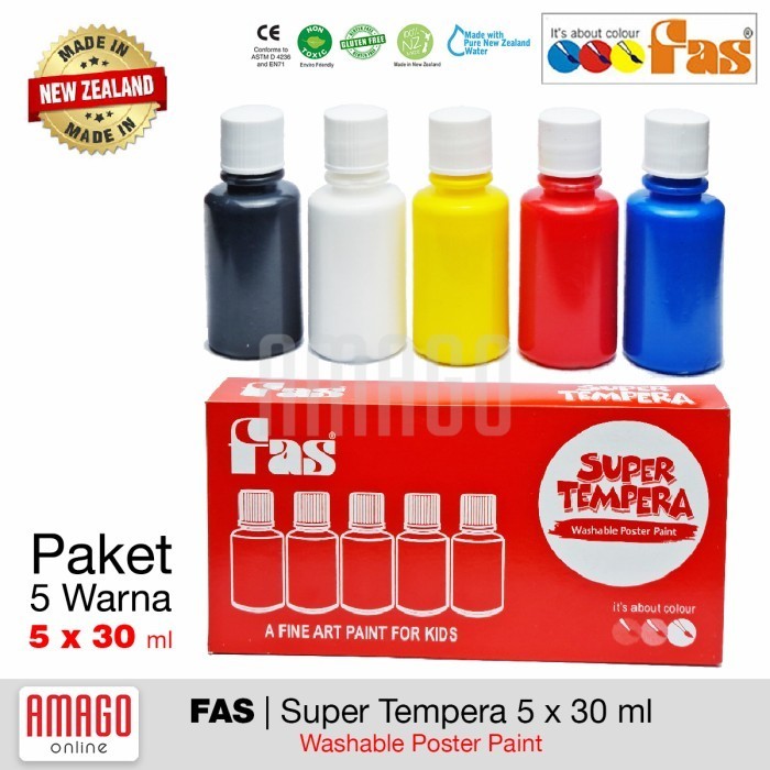 

PAKET 5 WARNA - FAS SUPER TEMPERA - 5 PRIMARY COLOUR SET - 5 x 30 ml K01