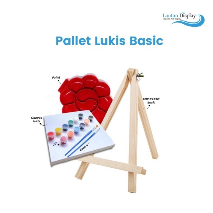 

[Paket Lukis] Stand Mini Easel Lukis Lengkap Kuas, Kanvas dan Palet K01