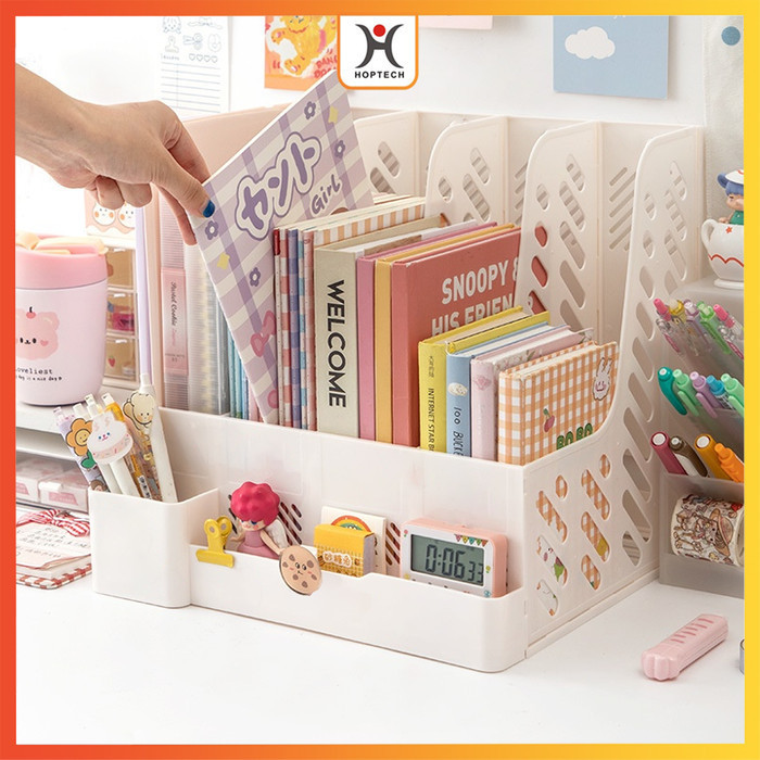 

Desktop Organizer File Organizer Rak Buku Sekat Ins Minimalis Meja Belajar Stationary Kit