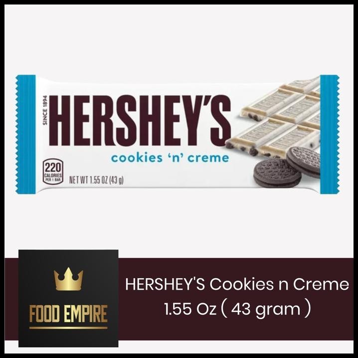 

Hershey'S Cookies N Creme Chocolate Bar 43 Gram | Cokelat Hersheys