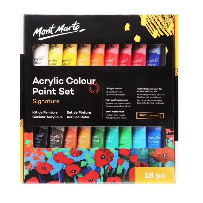 

Ready Mont Marte Acrylic Colour Paint Set Signature 18pc x 36ml