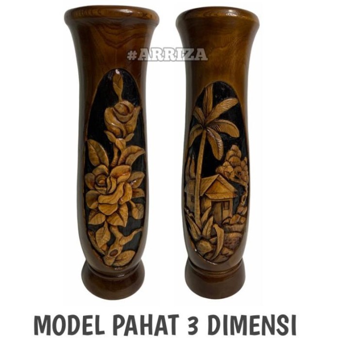 Gra Vas Bunga / Pot Bunga / Tempat Payung / Guci Kayu Jati Asli Motif