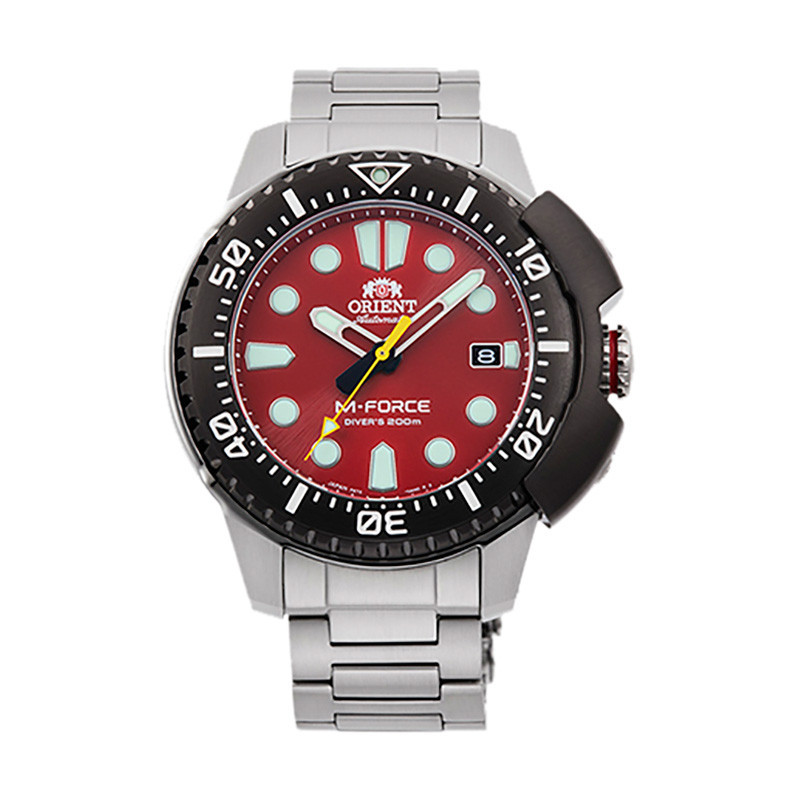 Jam Tangan Pria Orient M-Force RA-AC0L02R Automatic Men Red Dial Stainless Steel Strap