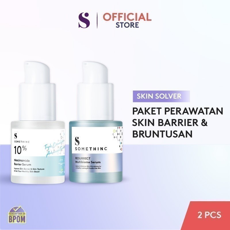 SOMETHINC [2 PCS] SKIN SOLVER Perawatan Skin Barrier & Bruntusan Kit - (10% Niacinamide Barrier & RE