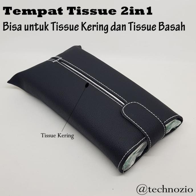 Technozio tempat tissue 2 in 1 hitam /tempat tissue basah dan kering