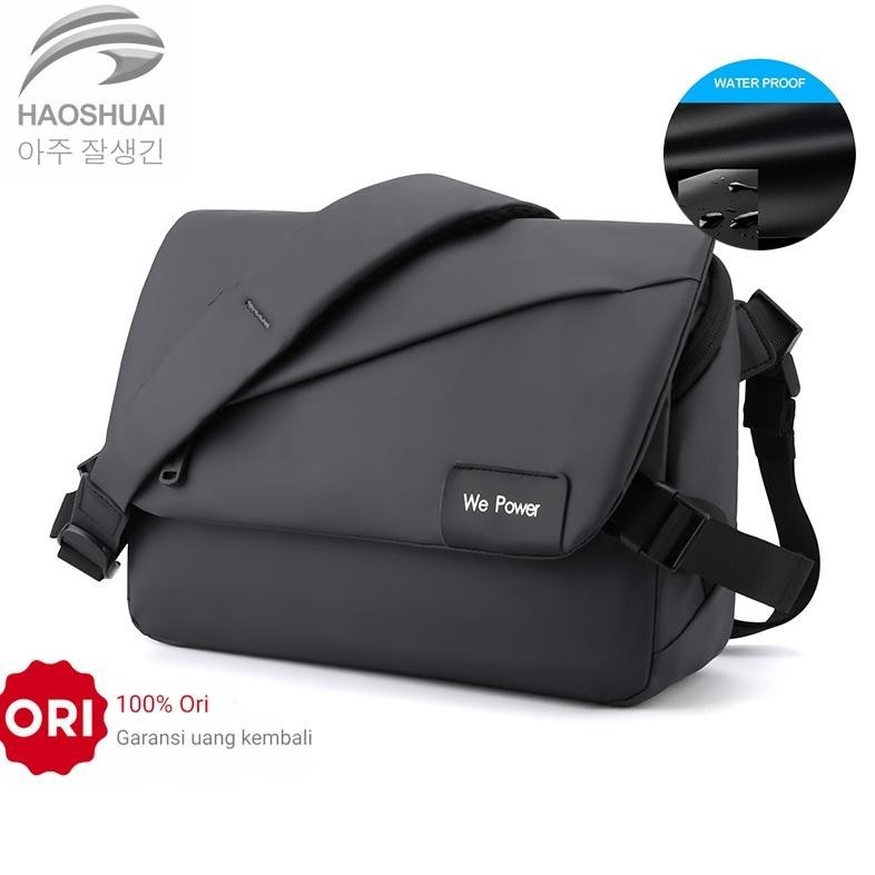 Haoshuai 1100-31 Tas Selempang Pria Tas Bahu Sling Bag Bahan Anti Air Watchkite Wkos (Murmer)