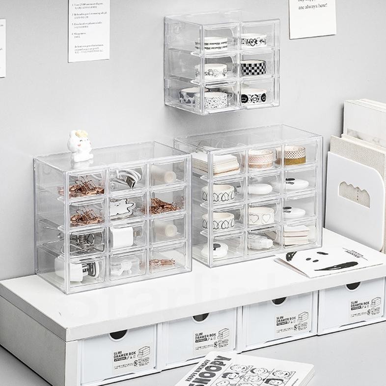 Laci Mini Meja Rias Rak Penyimpanan Kosmetik Stationary Korean Aesthetic Multifunctional Organizer S