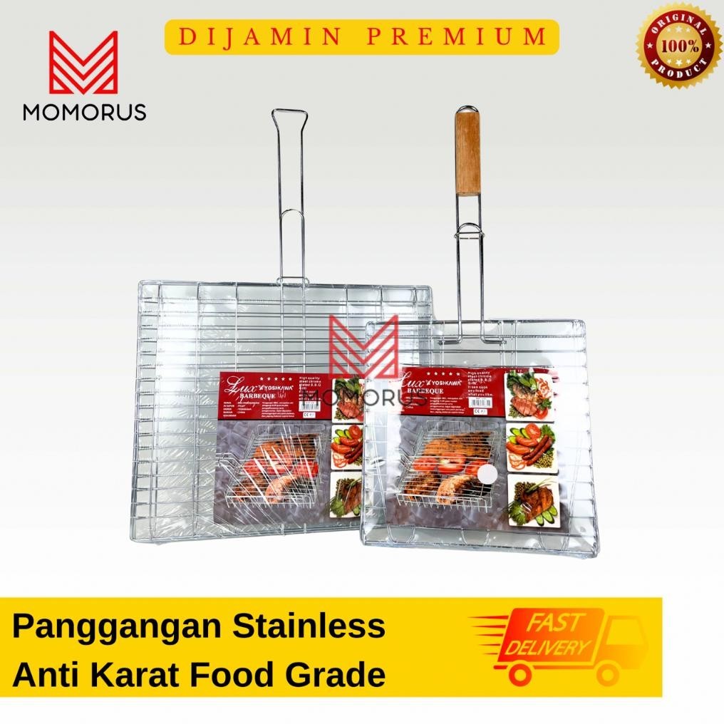 [PROMO] Pemanggang Ikan Ayam Daging BBQ Stainless Anti Karat Tebal Yoshikawa Minowa Panggangan Jepit