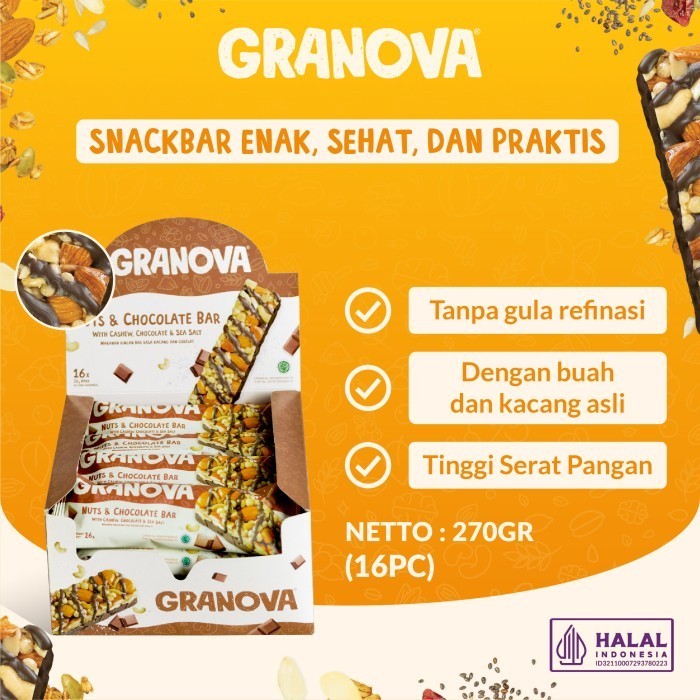 

TERBARU Granova - Snackbar Nuts & Chocolate 16 pcs (Coklat)