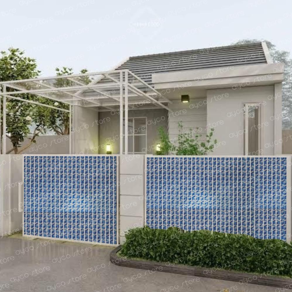 PN Fiber Penutup Pelapis Pagar Plastik Motif - Master Art 3D Kubus Laminasi TERLARIS