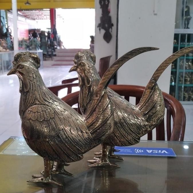 TERMURAH - patung ayam emas kuningan rooster