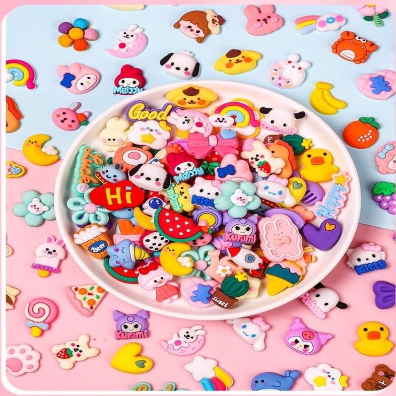 

50 Pcs Aksesoris Resin Clay Dekorasi Kartun Deco Cream Clay Kotak Resin Karakter Diy Student Pencil Box Girl Cod