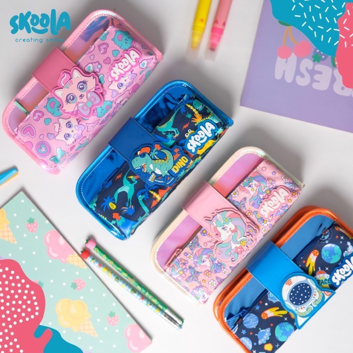 

SKOOLA TEMPAT PENSIL LIPAT 3 PENCIL CASE ANAK LAKI" BOLA DINO - PENSY