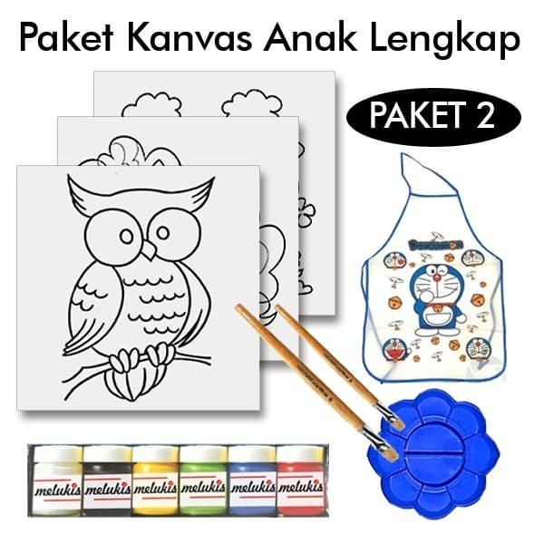 

PAKET KANVAS LUKIS GAMBAR ANAK MEWARNAI LENGKAP - 2
