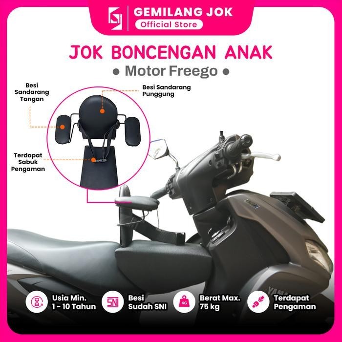 Jok Boncengan Anak Untuk Motor Freego Ada Besi Sandaran & Seatbelt