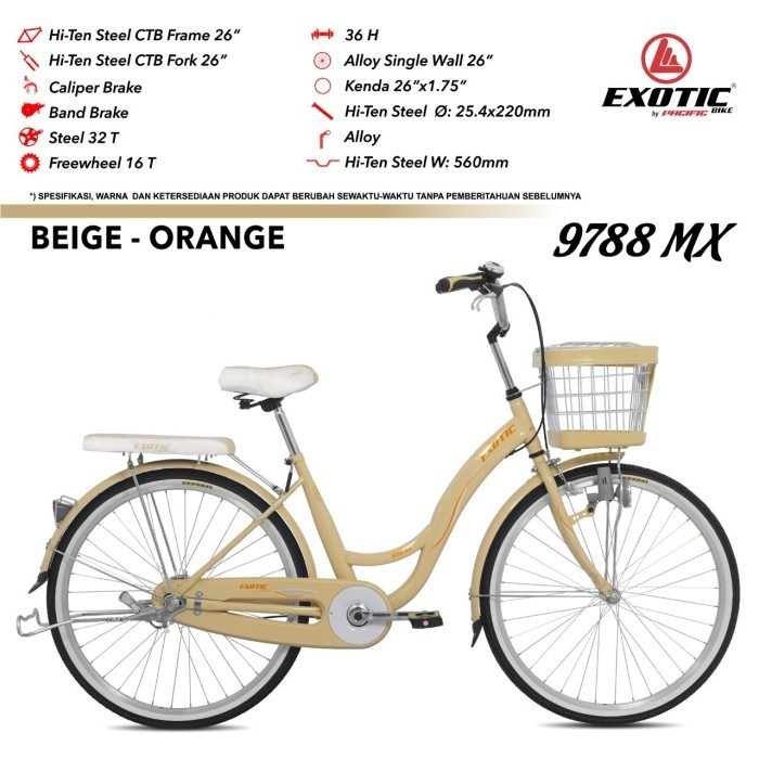 Sepeda Perempuan Remaja Dewasa 24 26 Inch Exotic 9788 Mx Keranjang