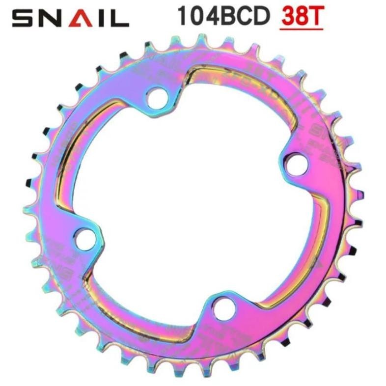 Premium Snail Chainring 38T BCD 104 Narrow Wide Chain Ring Arm Crank Single Rainbow