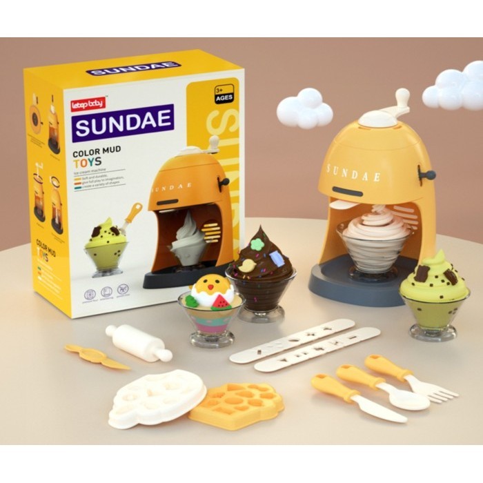Cetakan Playdough Ice Cream & Noodle Maker Clay , Mainan Cetakan Lilin