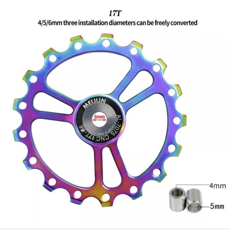 Premium Meijun Pulley RD 17T Ceramic Bearing Wheel Guide OSPW 17T Pulley RD Rainbow