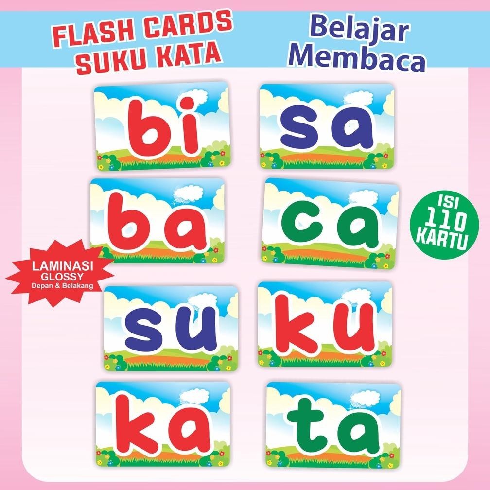 BisaCod Flash Card Suku Kata / 110 Kartu Baca / Belajar Membaca Suku Kata / Flashcards Baca Baru