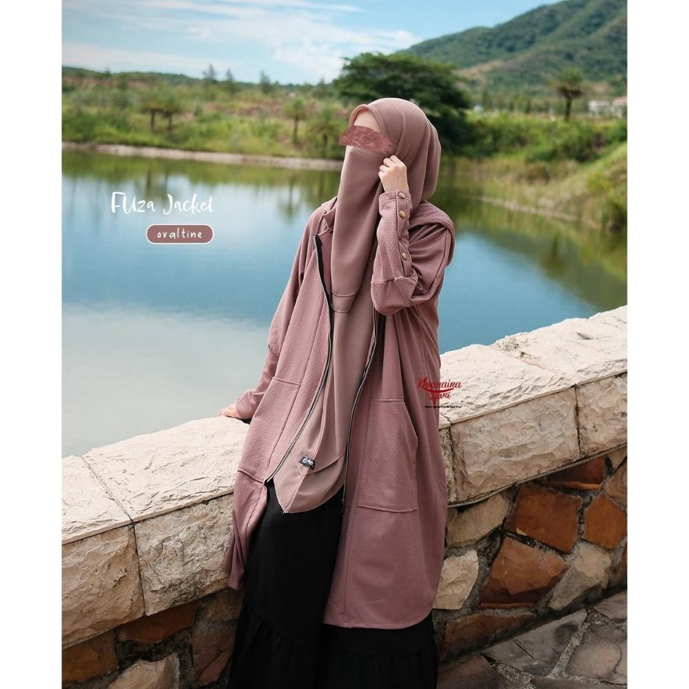 Gratis Ongkir Fuza Jaket By Khumaira Syari | Long Jaket Wanita Oversize | Outer Jaket Muslimah Syari