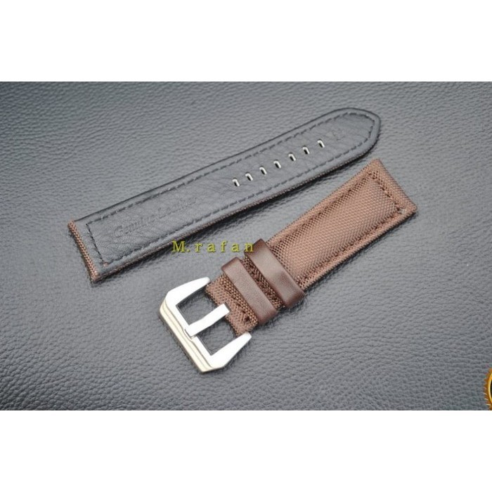 TALI JAM TANGAN KULIT CANVAS KANVAS 22 24 26MM STRAP KULIT COKLAT FORSALE