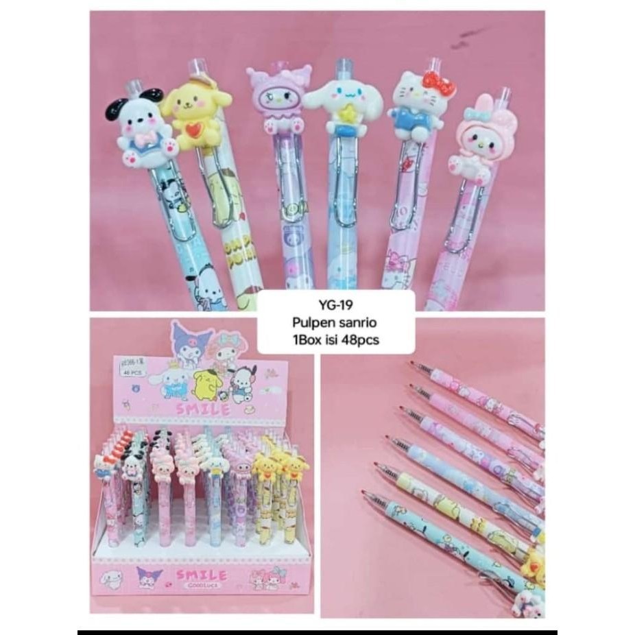 

BACA DESKRIPSI!! (48pc) GROSIR PEN GEL model CETEK KLIK SANRIO Import